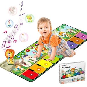 Rodzon Baby Spielzeug ab 1 Jahr, Musikmatte Kinder mit 19 Liedern 10 Tieren, Kinderspielzeug ab 1 2 3 4 Jahre Klaviermatte Piano Matte Tanzmatte Geschenk für Kinder Mädchen Junge Weihnachts Geburtstag